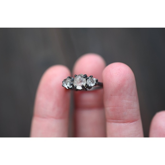 Raw Quartz Engagement Ring Rough Jewelry Natural Uncut - Picture 2 of 9